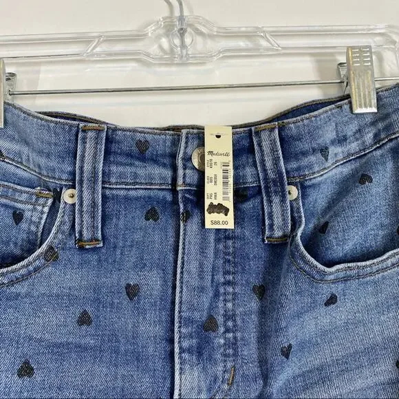 MADEWELL NWT Heart Print Stretch Denim Mini Skirt - Picture 6 of 8